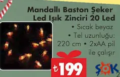 FOREVER MANDALLI BASTON ŞEKER LED IŞIK ZİNCİRİ 20 LED fiyat ve kampanya bilgisi